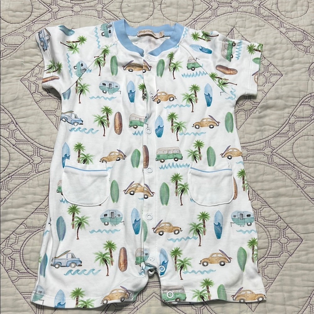 BabyClubChic 12-18mo One Piece with Car and Palm Tree Print